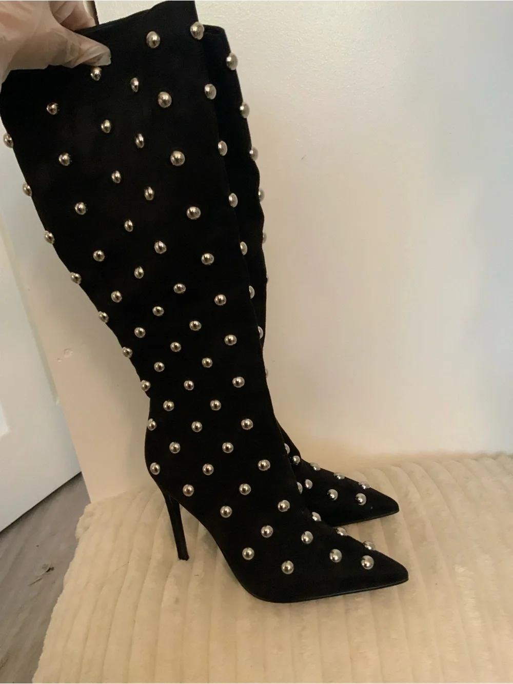 Steve Madden Black Studded Over-the-Knee Stiletto Boots